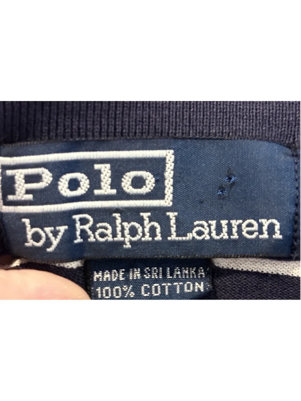 Vintage Polo Ralph Lauren Mens XL Navy Blue White Striped Polo Shirt Preppy Pony